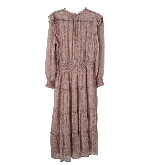 Anthropologie Dress Forum Dusty Rose Floral Tiered Boho Maxi Dress Large NWT - Picture 5 of 16